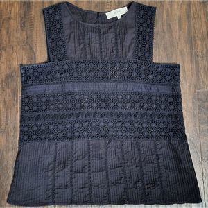 Athe Vanessa Bruno Sheer Navy Lace Tank 100% Cotton Size 42 Large